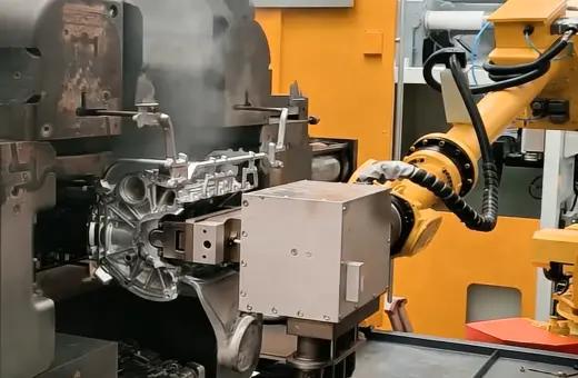 High-pressure die casting machine producing precision parts