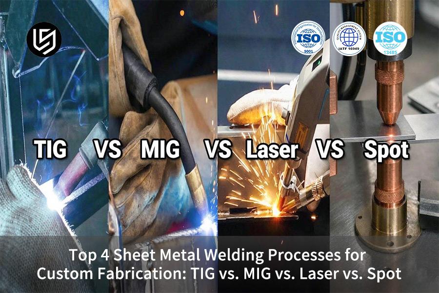 Les 4 principaux procédés de soudage de tôles pour la fabrication sur mesure : TIG, MIG, laser et par points.